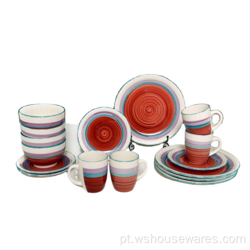 16 pcs mão pintura jantar conjunto de porcelana